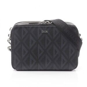 Dior Shoulder Bag CD Diamond Messenger Pouch Black Canvas